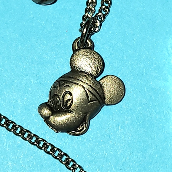 Mickey Mouse Playing Tennis Pewter Pin, Earrings, & Necklace Set, 1970's Disney - Picture 6 of 6